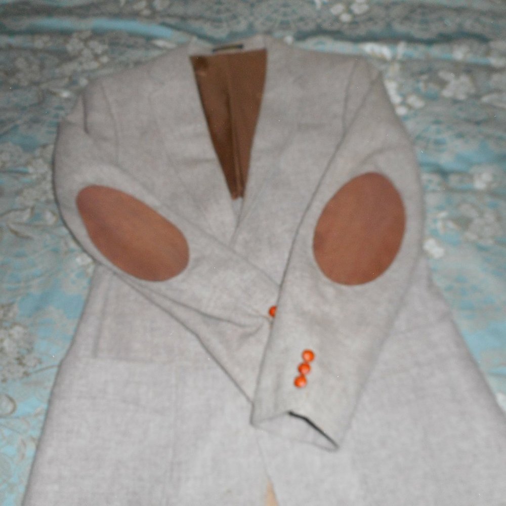 Western Sports Coat Elbow Patches Brown Tweed Sz L